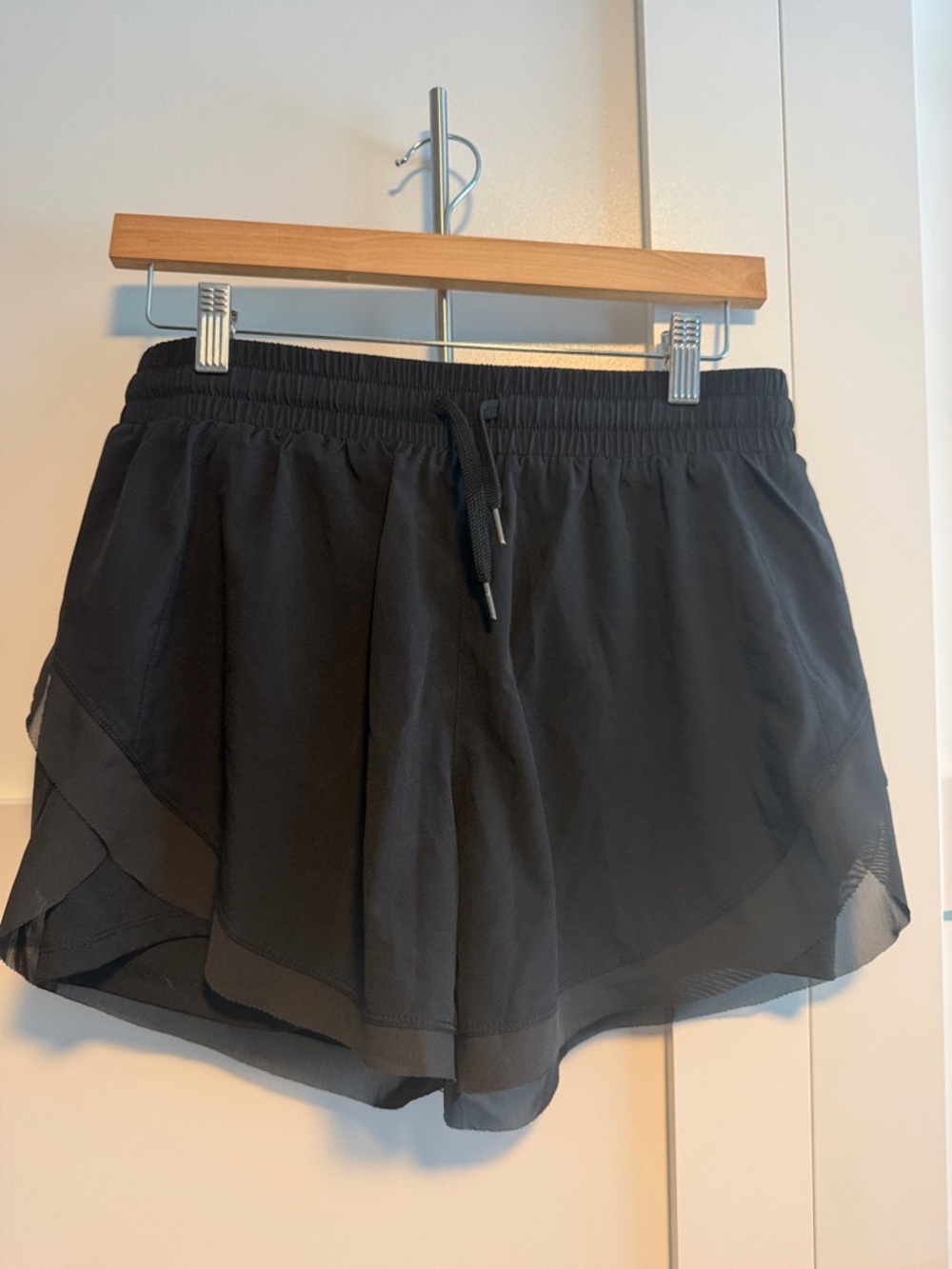 HALARA Black Layered Running Shorts with Drawstring